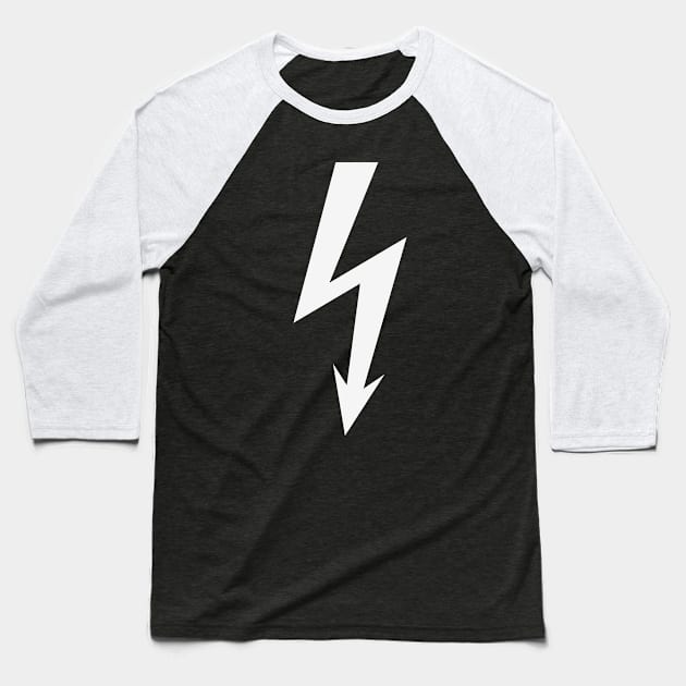 Flash / Blitz / Éclair / Rayo / Fulmine (White) Baseball T-Shirt by MrFaulbaum